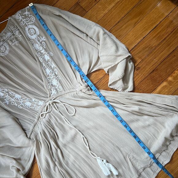 Sage the Label Sheer Bohemian Smocked Mini Dress Size S - Picture 8 of 9